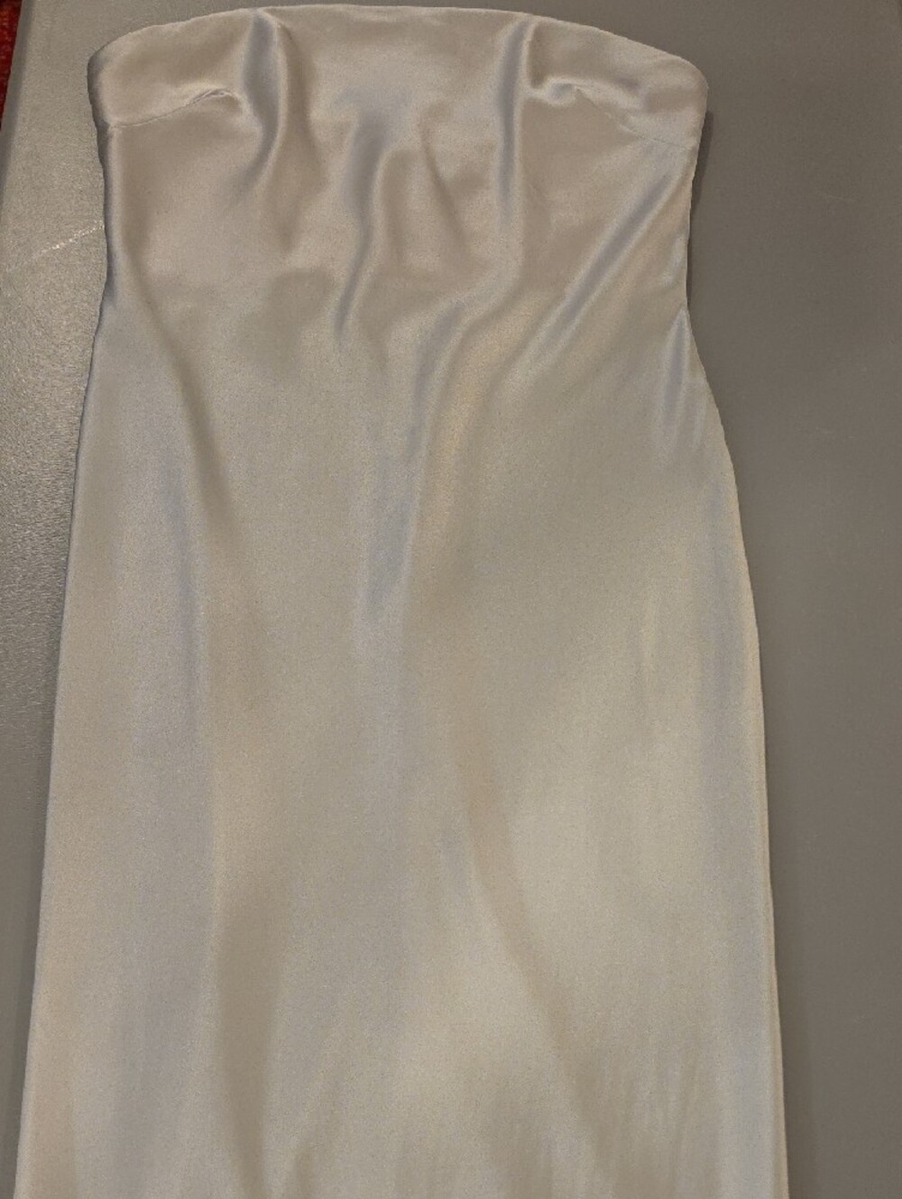 Auteur Solene Strapless Satin column Gown in Silver size M new with tags - Picture 11 of 13